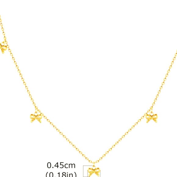 VERY FINE DAINTY 18K GOLD DIPPED BOWS ON A DAINTY CLAVICLE LENGTH CHAIN - Picture 1 of 1